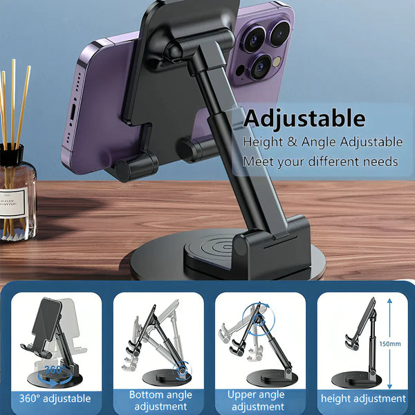 Support de téléphone de bureau, support de téléphone rotatif à 360 degrés, support de téléphone portable réglable, accessoires pour téléphones portables et smartphones.