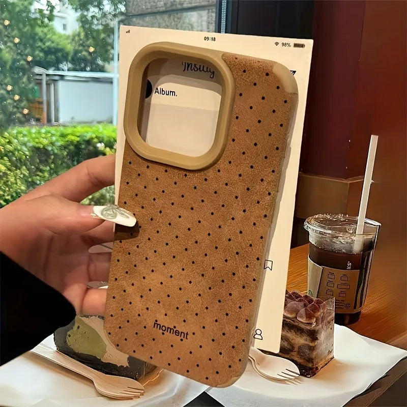 English Polka Dot Suede High Value Fashion Phone Case For iPhone 15 Pro Max Cases iPhone 11 12 13 14 16 XS XR X 15 14 Plus Cover