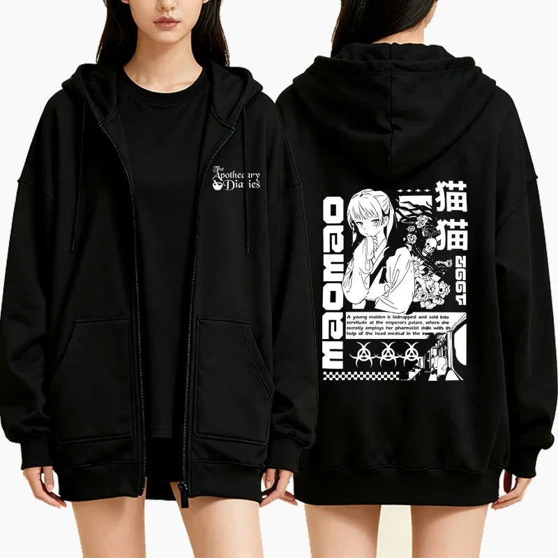 Anime The Apothecary Diaries Zipper Hoodie Men Women Kawaii Fashion Harajuku Casual Long Sleeve Fleece Sweatshirts Jacket Coat