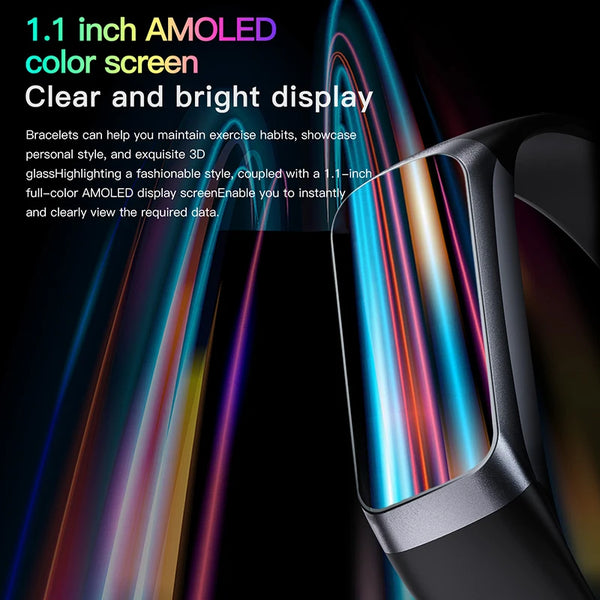 Fitness Tracker Activity Tracker 1.10''AMOLED Touch Color Screen,Smart Watch With 24/7 Blood Oxygen Heart Rate IP68 Waterproof