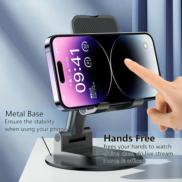Support de téléphone de bureau, support de téléphone rotatif à 360 degrés, support de téléphone portable réglable, accessoires pour téléphones portables et smartphones.