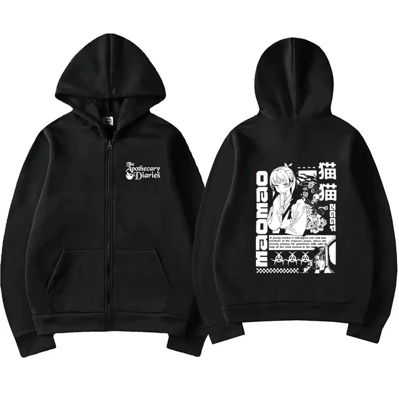 Anime The Apothecary Diaries Zipper Hoodie Men Women Kawaii Fashion Harajuku Casual Long Sleeve Fleece Sweatshirts Jacket Coat