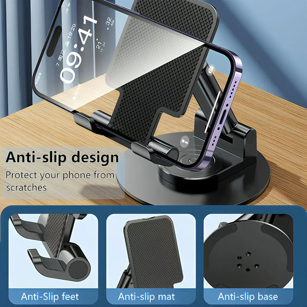 Support de téléphone de bureau, support de téléphone rotatif à 360 degrés, support de téléphone portable réglable, accessoires pour téléphones portables et smartphones.