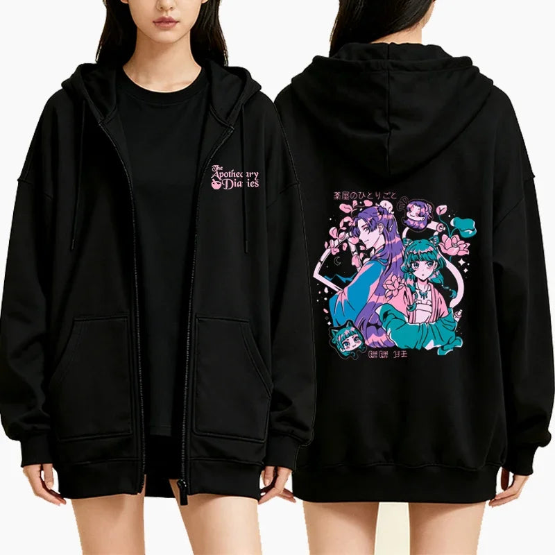 Anime The Apothecary Diaries Zipper Hoodie Men Women Kawaii Fashion Harajuku Casual Long Sleeve Fleece Sweatshirts Jacket Coat