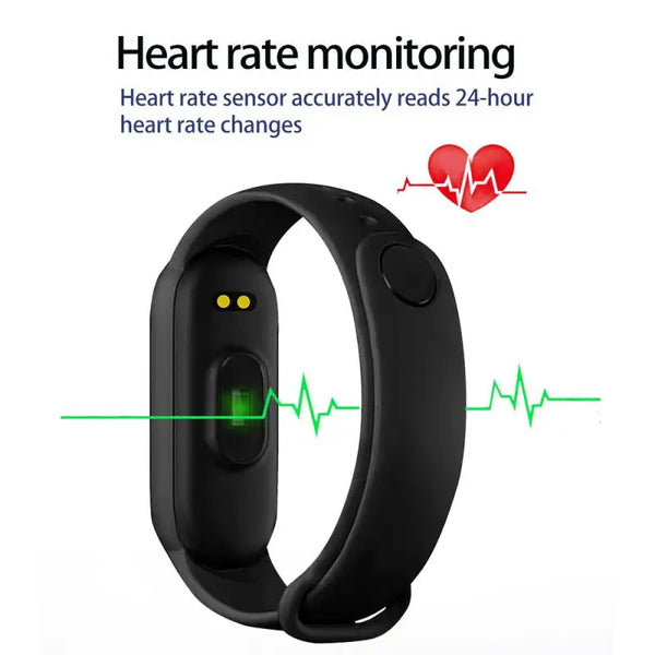 Montre connectée M6 pour hommes et femmes, bracelet de sport et de fitness, moniteur de fréquence cardiaque et de pression artérielle, étanche, multifonctions