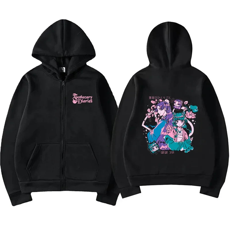 Anime The Apothecary Diaries Zipper Hoodie Men Women Kawaii Fashion Harajuku Casual Long Sleeve Fleece Sweatshirts Jacket Coat