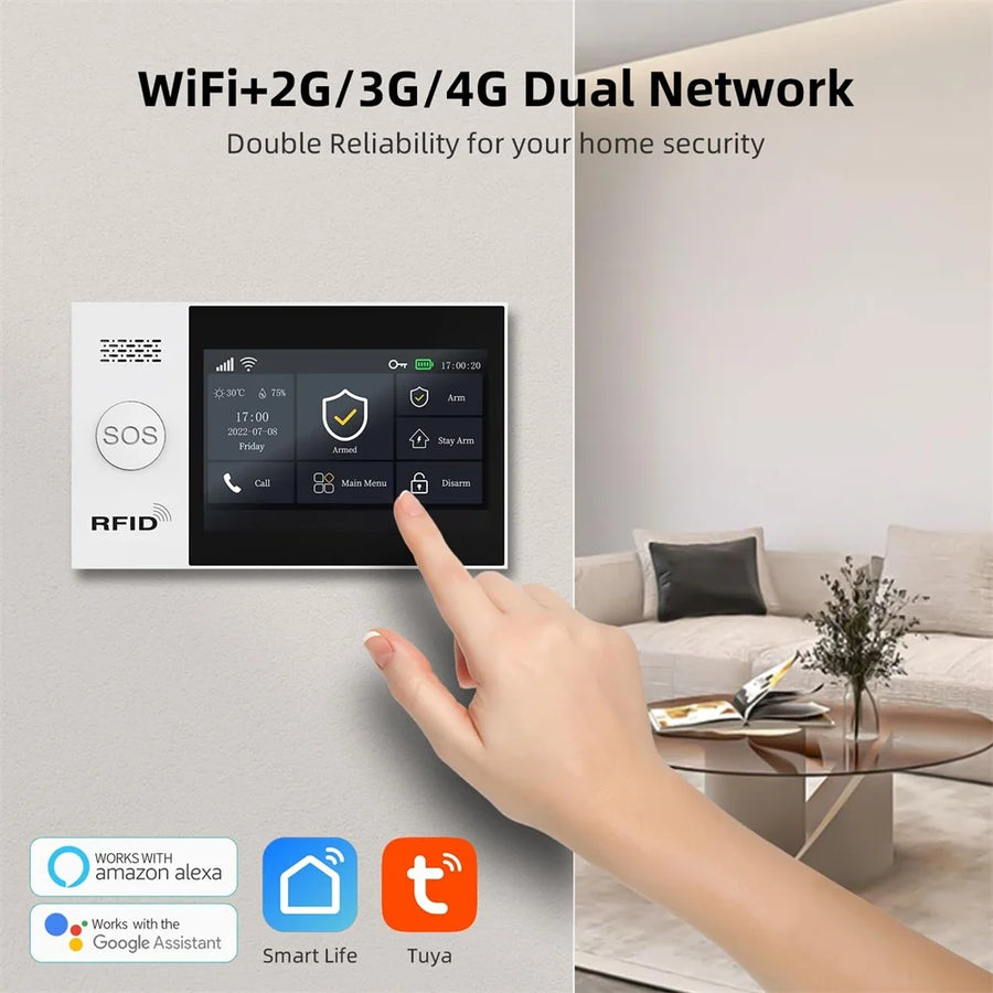 TUYA WIFI Smart GSM Alarm System Smart Life Security Protection For Home with PIR Wireless Solar Siren Alexa